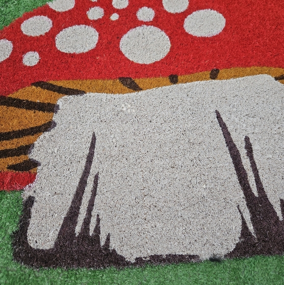 NEW Outdoor Coir Natural Fiber Red Mushroom Shaped Doormat Door Mat Rug 18"x30" - Picture 5 of 12